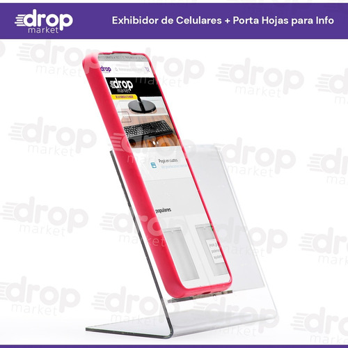 Exhibidor De Celular Transparente + Porta Hoja Info X10u.