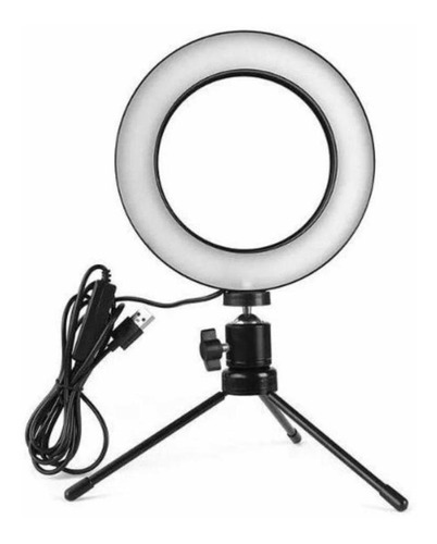 Iluminador Ring Light 6 Polegadas Com Tripé De Mesa Usb 16cm