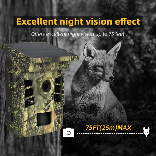 Cámara 4k Wildlife Trail Con Energía Solar, Visión Nocturna,