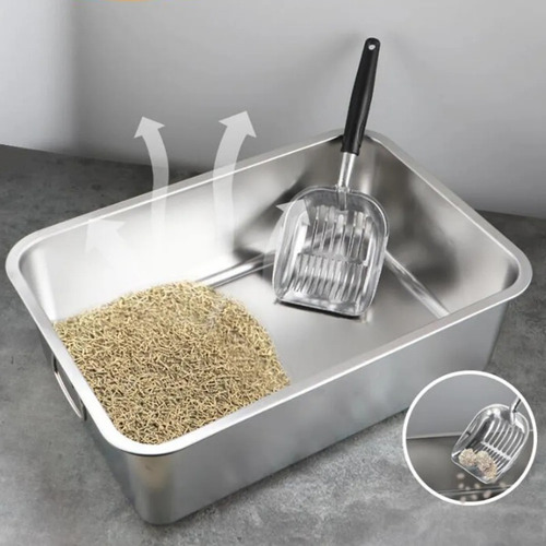 Caja De Arena Para Gatos, Inodoro Para Gatitos, De Acero, Nu
