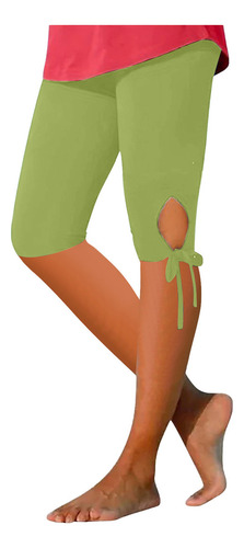 Capris A La Moda De Color Liso Con Cintura Alta For Mujer