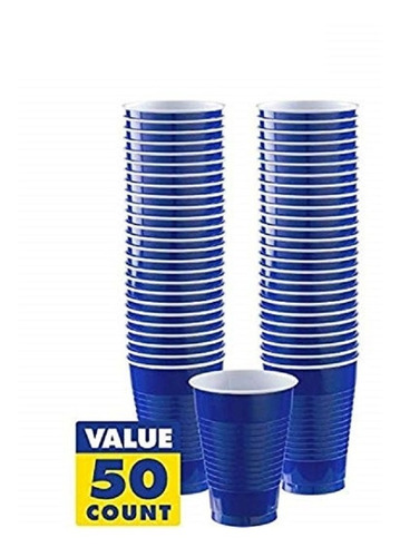 50 Vasos 16oz Azul Rey Extra Grande Fiesta Desechables Big A