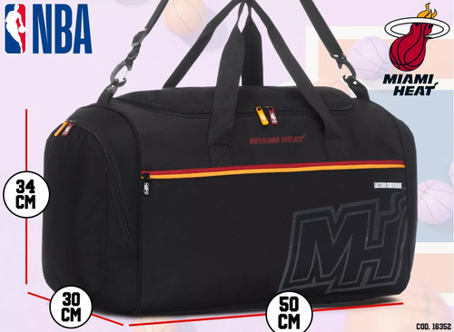 Bolso Con Botinero Gimnasio Viaje Miami Heat Reforzado Nba