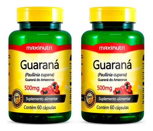 Suplemento Em Cápsula Maxinutri Encapsulados Guaraná Vitaminas Guaraná Em Frasco De 180g 60 Un Pacote X 2 U