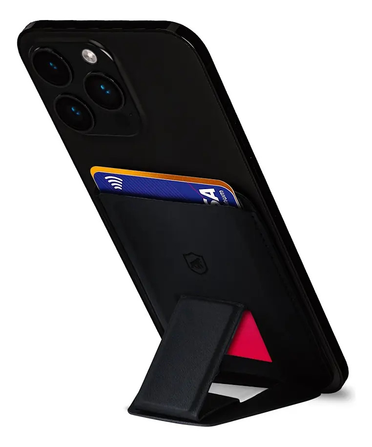 Porta Cartão compatível com MagSafe, Carteira Magnética Unissex para Celular com Suporte Traseiro Ajustável, Preto Gshield