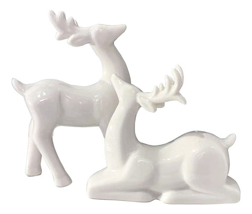 Figuras De Reno De Navidad De Porcelana, Paquete De 2 Mini .