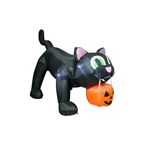 Gato Negro Gigante De Halloween De 8 Pies Luces Led Inf...