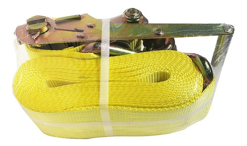 Cinta De Amarre Camiones 1tn 8m 4'' Reforzada Gancho Doble Color Amarillo