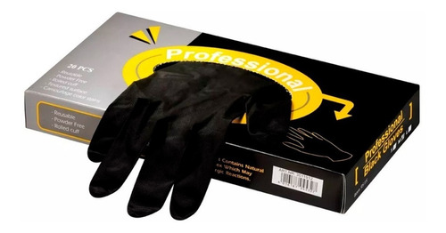 Guantes Nitrilo Professional Black Gloves Caja X20 - Large Color Negro Talle L