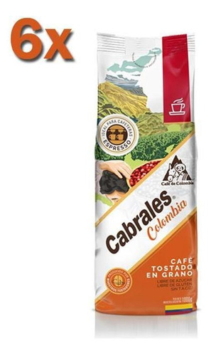 6x Cafe Grano Cabrales Colombia 1kg 6kg Tostado
