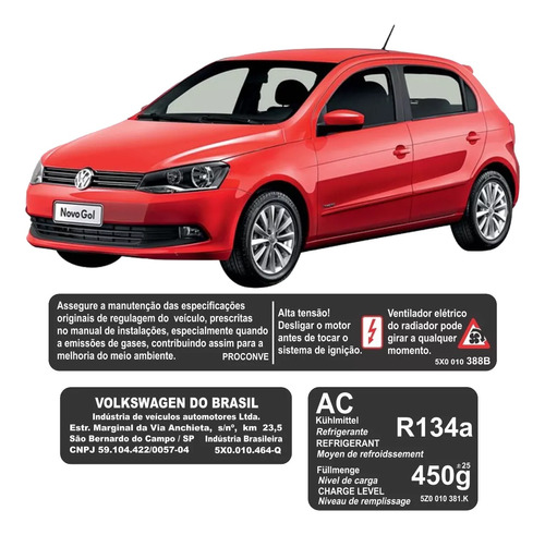 Kit Adesivo Etiquetas Motor Volkswagen G5 Gol Parati