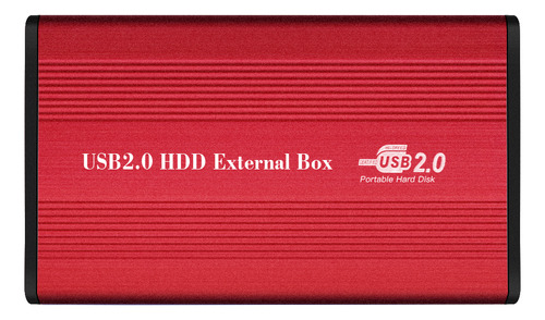 Carcasa De Disco Duro De Aluminio Hdd Hard Usb2.0, Caja Roja