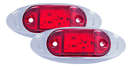 2 Plafones Laterales Lente Rojo 6 Leds De 12-24 V Tunelight