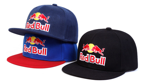 Gorra De Ala Plana Ajustable Bordada Red Bull