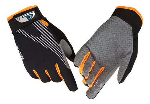 Guantes De Ciclismo Con Dedos Completos Negros Y Naranjas, T