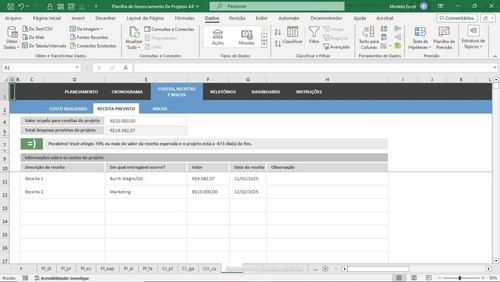Planilha De Gerenciamento Controle De Projetos E Etapas 4.0
