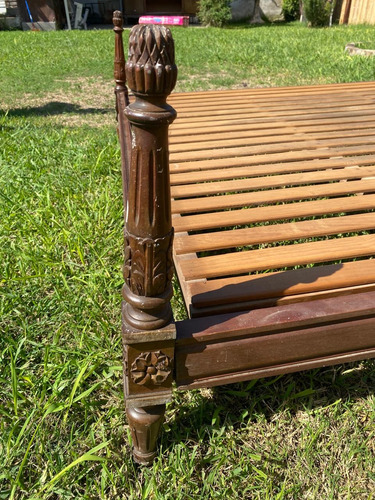 Cama Antigua C/esterilla Matrimonial Luis Xv Marrón Antigua Vintage Luis Xv (Usado)