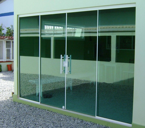 Porta De Blindex Vidro Temperado 8mm 2,10 X 2,00 Verde