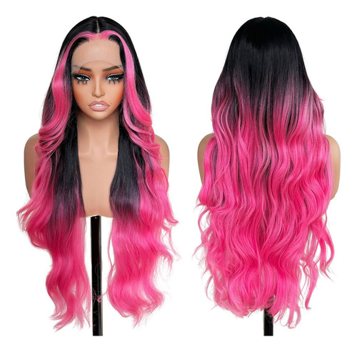 Peluca De Encaje De Peluca De Color Rosa Sisgrace Wigs Ola Y