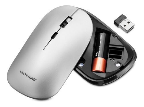 Mouse Sem Fio Bt+2.4ghz 1600dpi Cinza Multilaser - Mo332