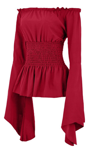 A Blusa Renacentista Para Mujer, Corsé Con Cinturón,