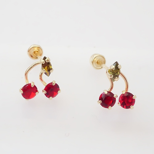 Amor Eterno - Broqueles / Cereza Par / Aretes / Oro 10k