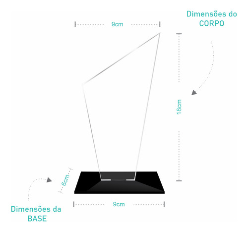 Troféu Acrílico Sem Personalização Liso 15cm Trapézio 30 Und