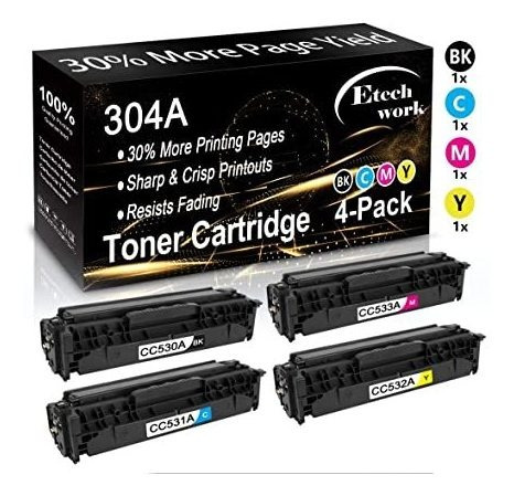 4-pack (bk + C + M + Y) Cc533a Compatible Cc531a 304a Cartuc