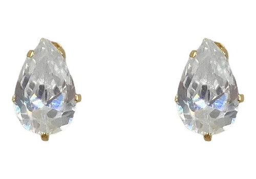 Broquel Oro Sólido 10k Pera O Gota Con Zirconia 3x5mm