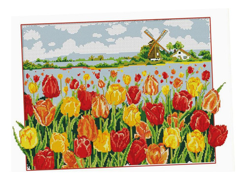 Kit De Punto De Cruz, Diseño De Flores Tulipanes
