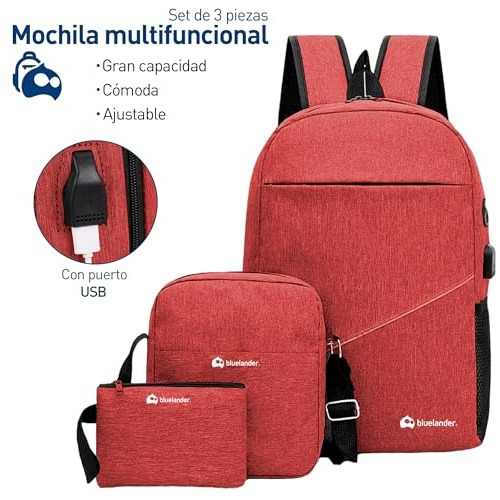 5 Sets Mochila Para Laptop Con Mochila Cruzada Y Lapicera