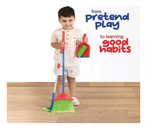 Play22 - Juego de limpieza de 12 piezas de juguete que incluye escoba,  trapeador, cepillo, recogedor para el polvo, plumero, esponja, trapos,  espray