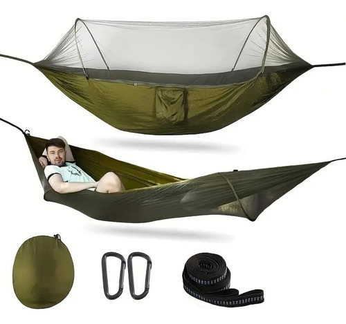 X2 Hamaca Nailon Con Mosquitero, Ideal Para Camping Y Jardín Variedad Hamaca