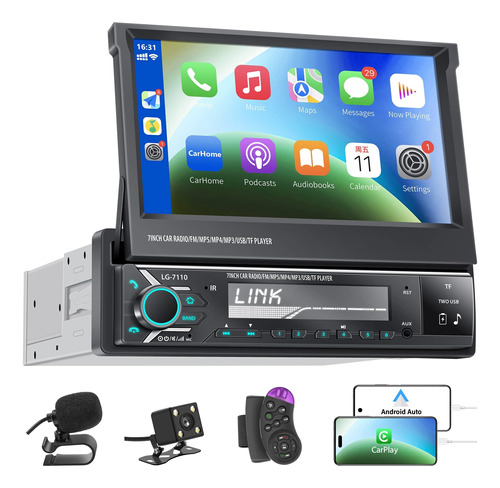 Hexahedron Single Din Car Stereo Con Carplay Y Android Auto,