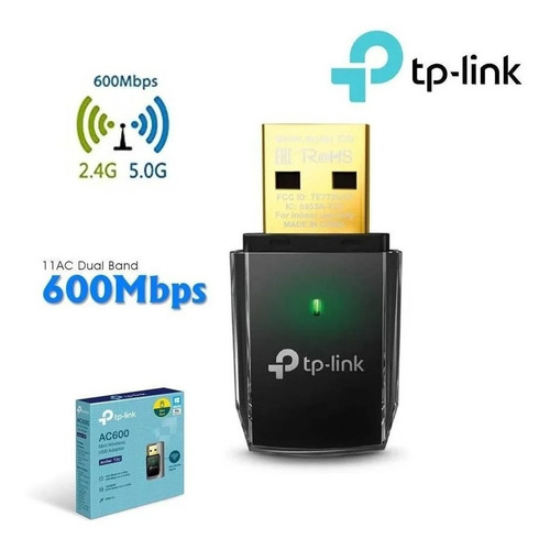 Imagen 3 de 5 de Adaptador Wifi Usb Tp-link Archer T2u Ac600 Dual Band