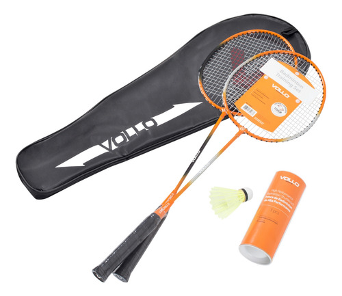 Kit Badminton Vollo Vb002 Com 2 Raquetes E 3 Petecas