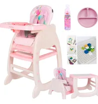 Comprar Silla De Comer Para Bebe 4 En 1 Con Doble Bandeja Color Rosa Y Azul Silla De Comer 4 En 1
