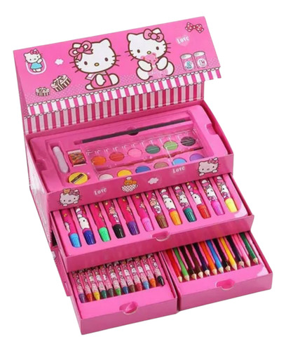 Maletín De Plumones, Colores Y Pinturas De Hello Kitty
