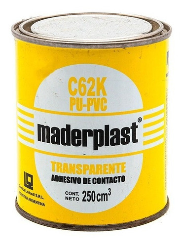 Adhesivo De Contacto Maderplast C62k Para Pu/pvc X 1/4 Litro