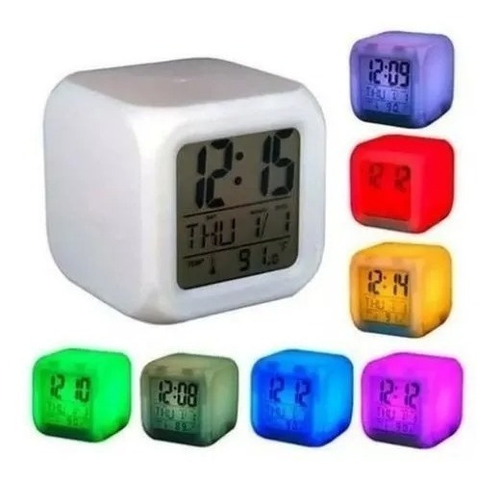 Reloj Alarma Despertador Cubo Luminoso Digital Colores Led