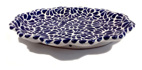 Charola Concha De Talavera Poblana Barroca 27 Cm Plumeado #3