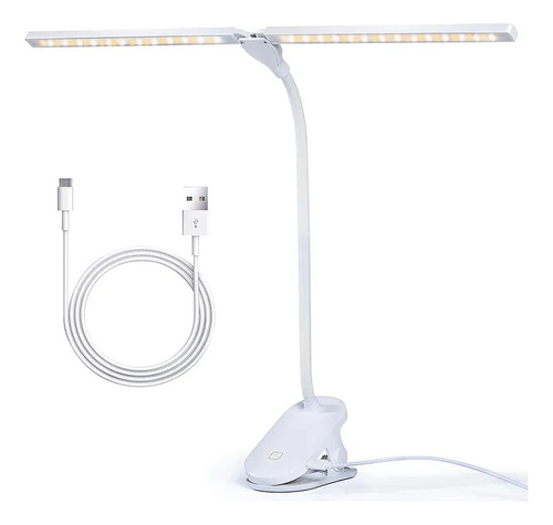 Lámpara De Escritorio Led Con Abrazadera, Brazo Flexible