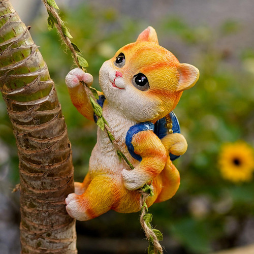 Estatua De Gato De Jardín, Decoración Colgante Para
