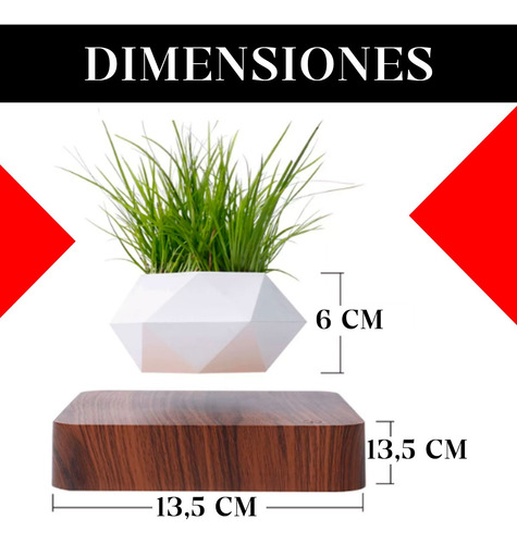 Maceta Flotante Levitación Giratoria Decoracion Magnética Blanco Liso