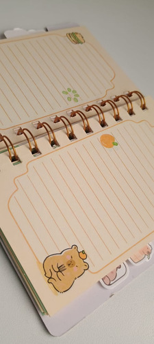 Libreta Capibara Con Separadores Mini Cuaderno Útiles