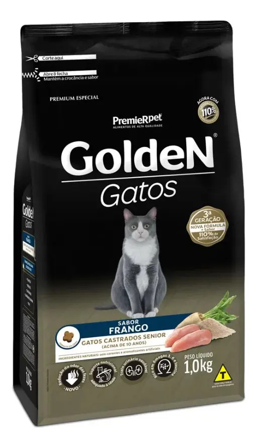 Ração Seca Golden Premium Especial Gato Senior Sabor Frango 1kg