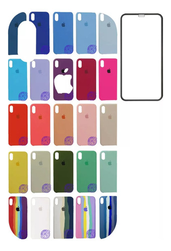 Silicon Case iPhone XR Protector Funda Carcasa Mas Vidrio 9h