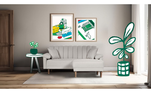 Sala Modular Calatrava Makora Essentials De Lino Reversible Color Gris