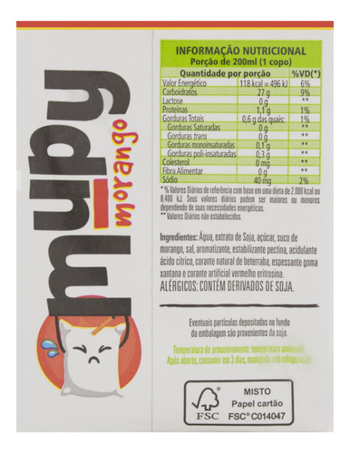 Bebida à Base de Soja Morango Mupy Caixa 200ml