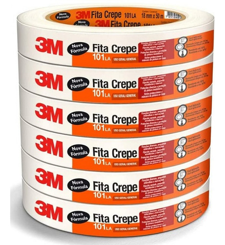 Fita Crepe 18mm X 50m 3m 101la 6 Rolos